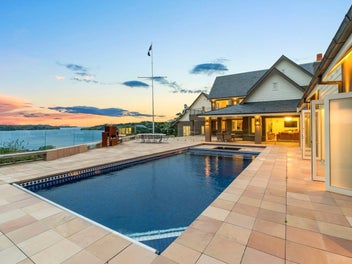 Waterfront Mansion with Wharf and Boat Pontoon