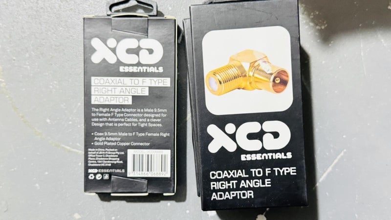 XCD Essentials Elbow Coax to F Type Adapter - New Carousel 2