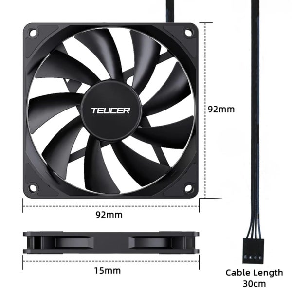 TEUCER UT-9015 92mm Ultra-Thin PWM Fan (12V, 4-Pin, 1000–2700 RPM) - New Carousel 2