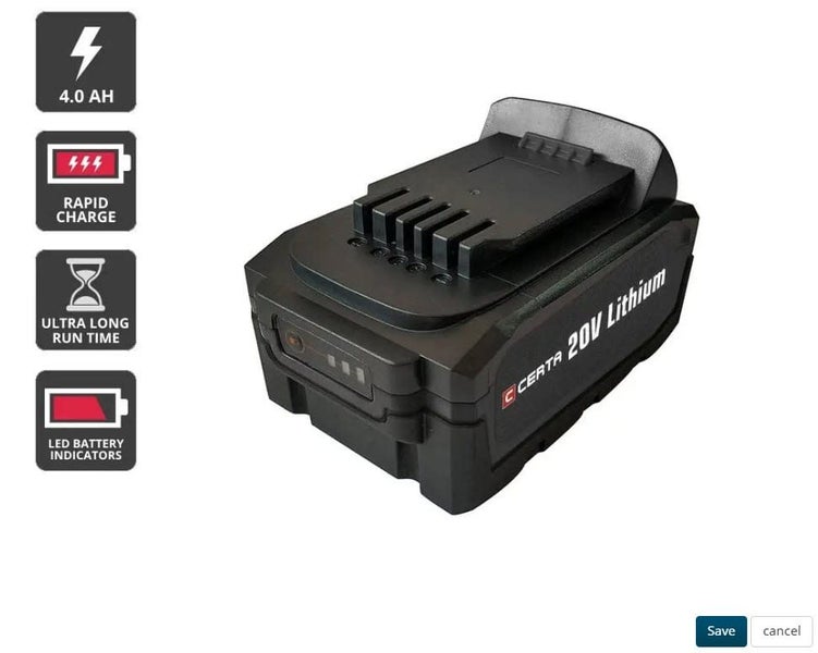 Certa PowerPlus 20V 4.0Ah Lithium Battery Carousel 1